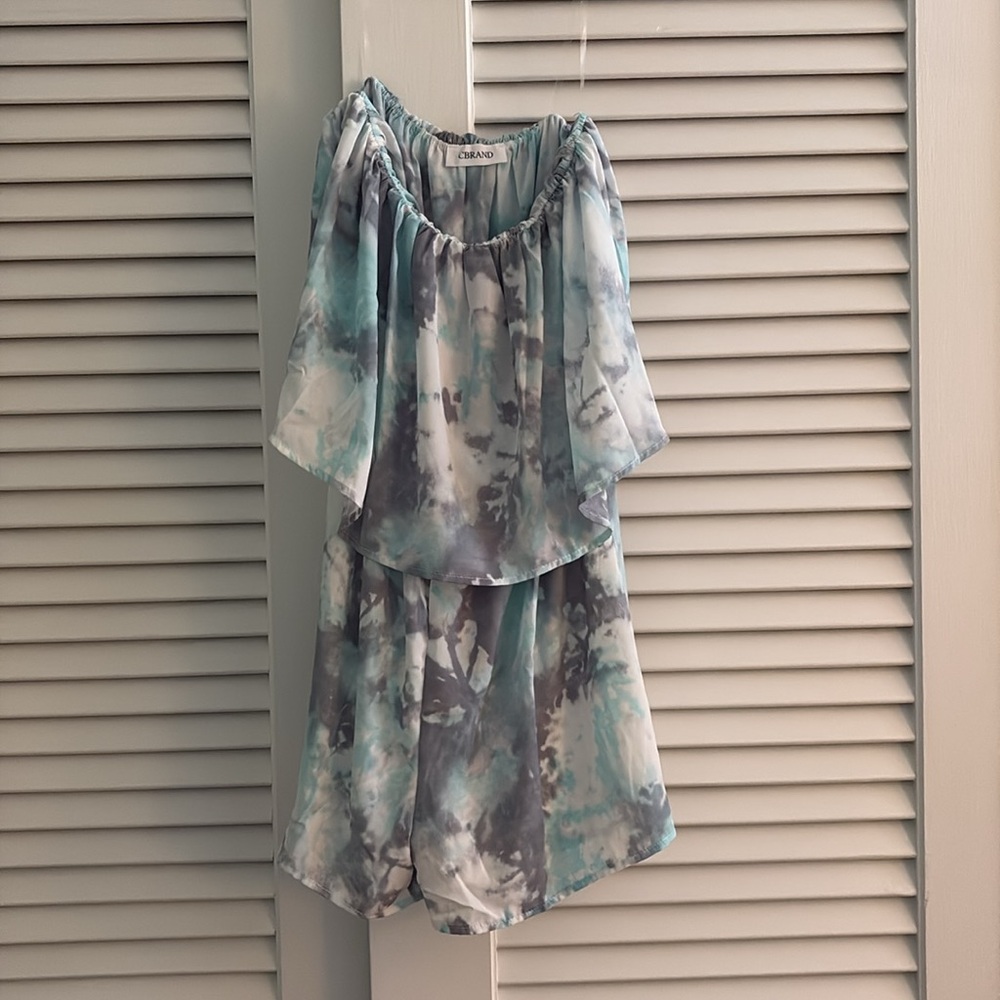 Blue and Gray Tie-Dye Romper